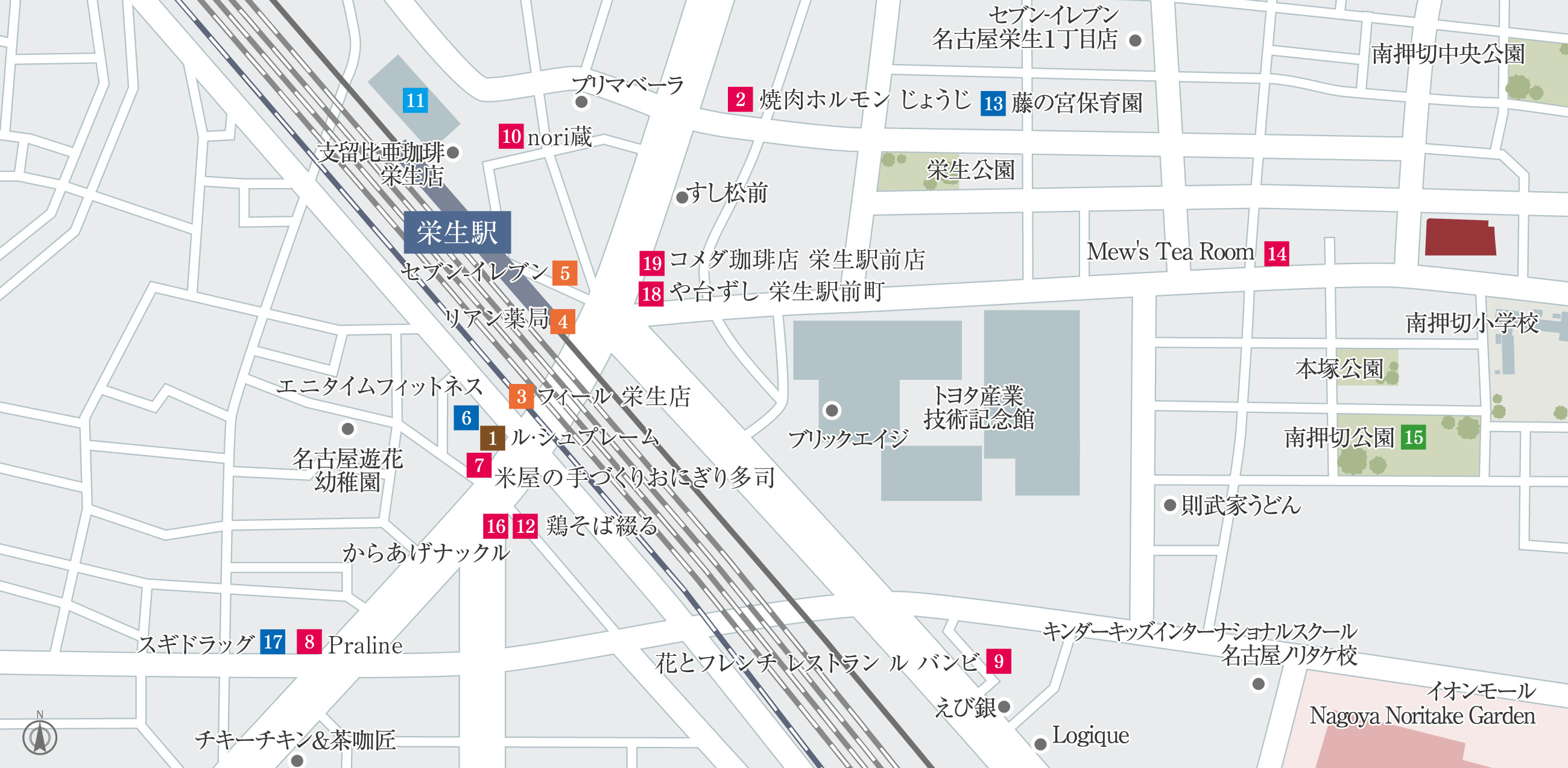 「栄生」駅界隈地図